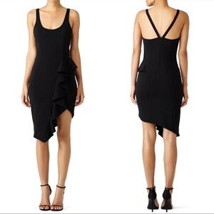 JayGodfrey Black Mannix Asymmetrical Ruffle Dress